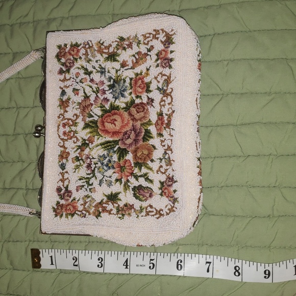 Antique Victorian French hand made embroidery beads evening purse - Picture 15 of 17